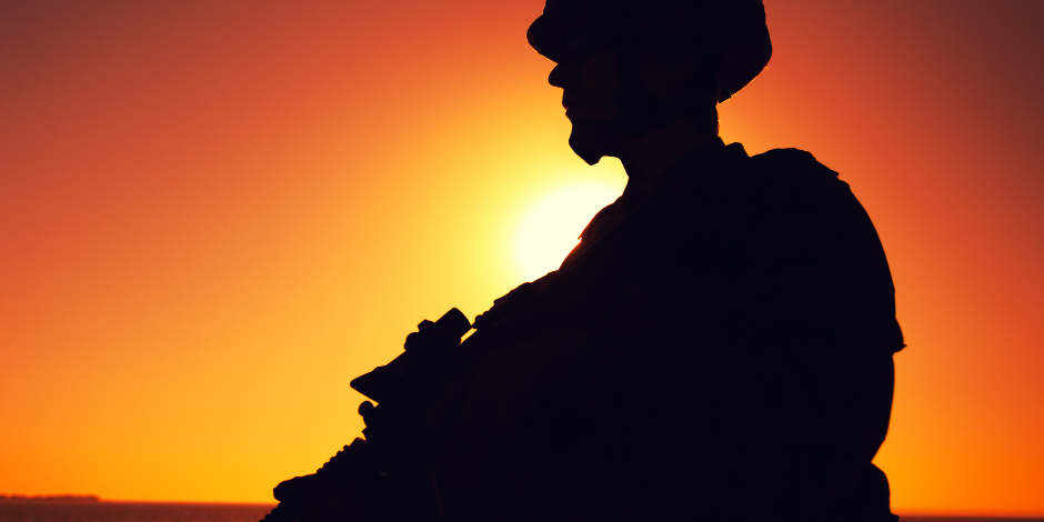 soldier in a sunset