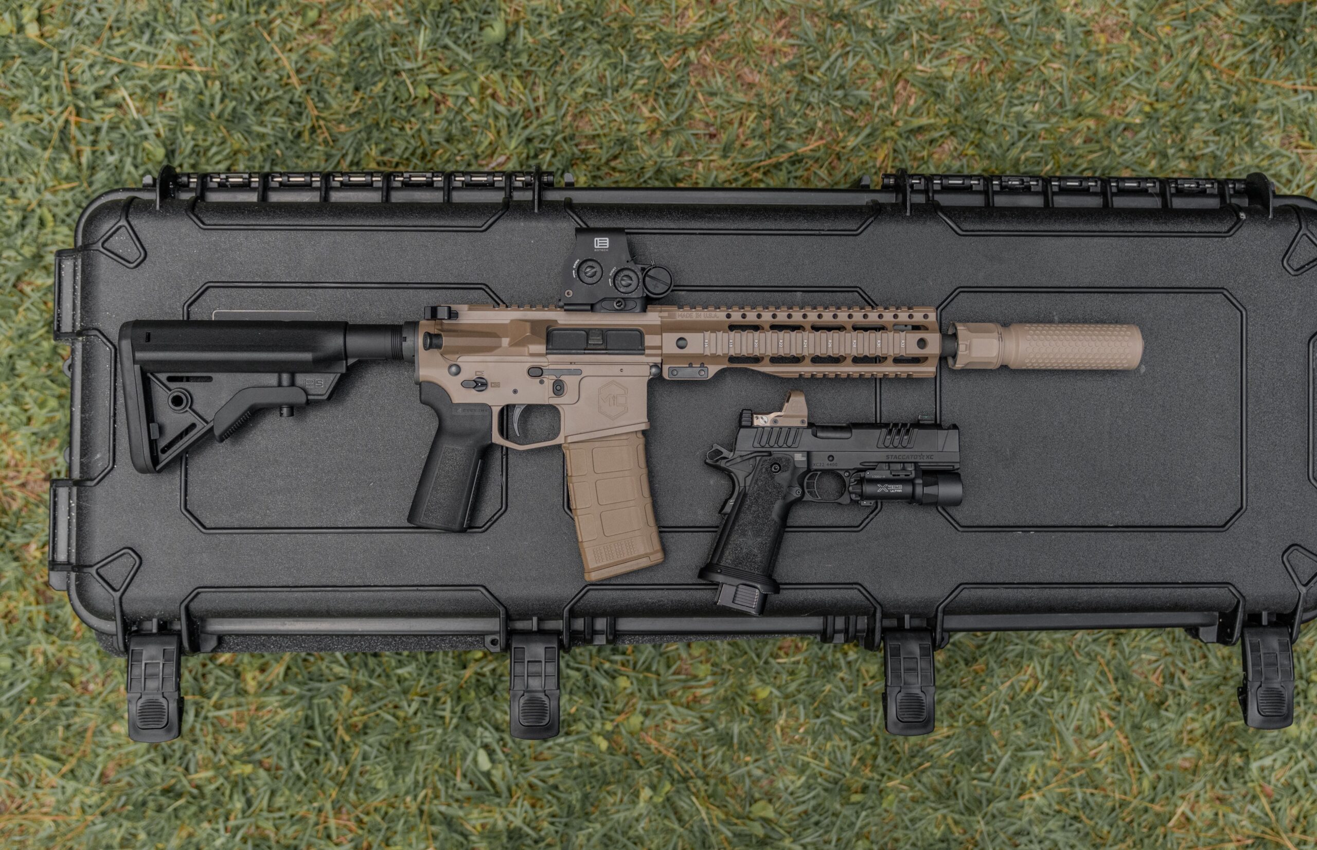 Complete Mitchell Defense agency rifle package with optic light suppressor and accessories